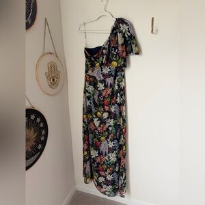 Sachin & Babi Floral Lemon One-Shoulder Maxi Dress